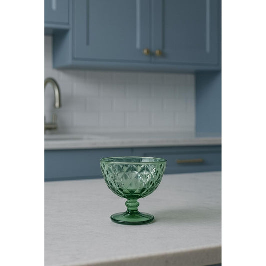 Vintage Green Glass Dessert Bowl