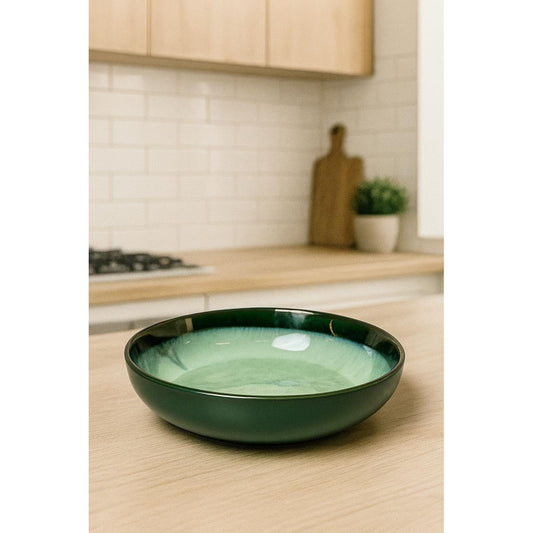Shallow Green Ceramic Bowl