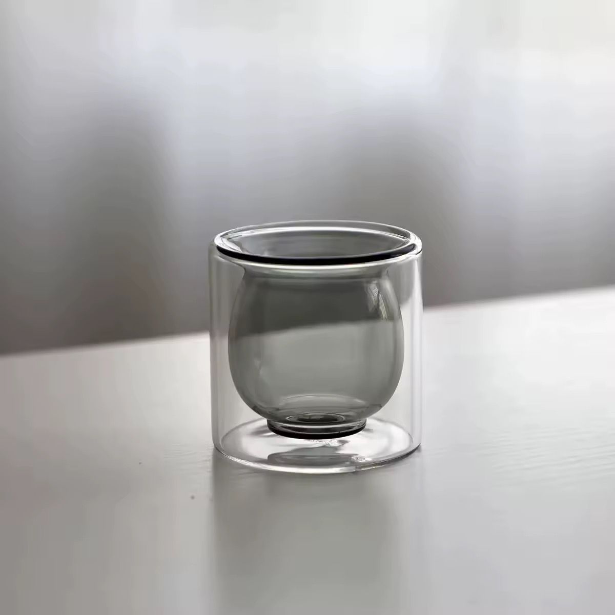 70ml Grey Double Wall-Espresso Glass Cup