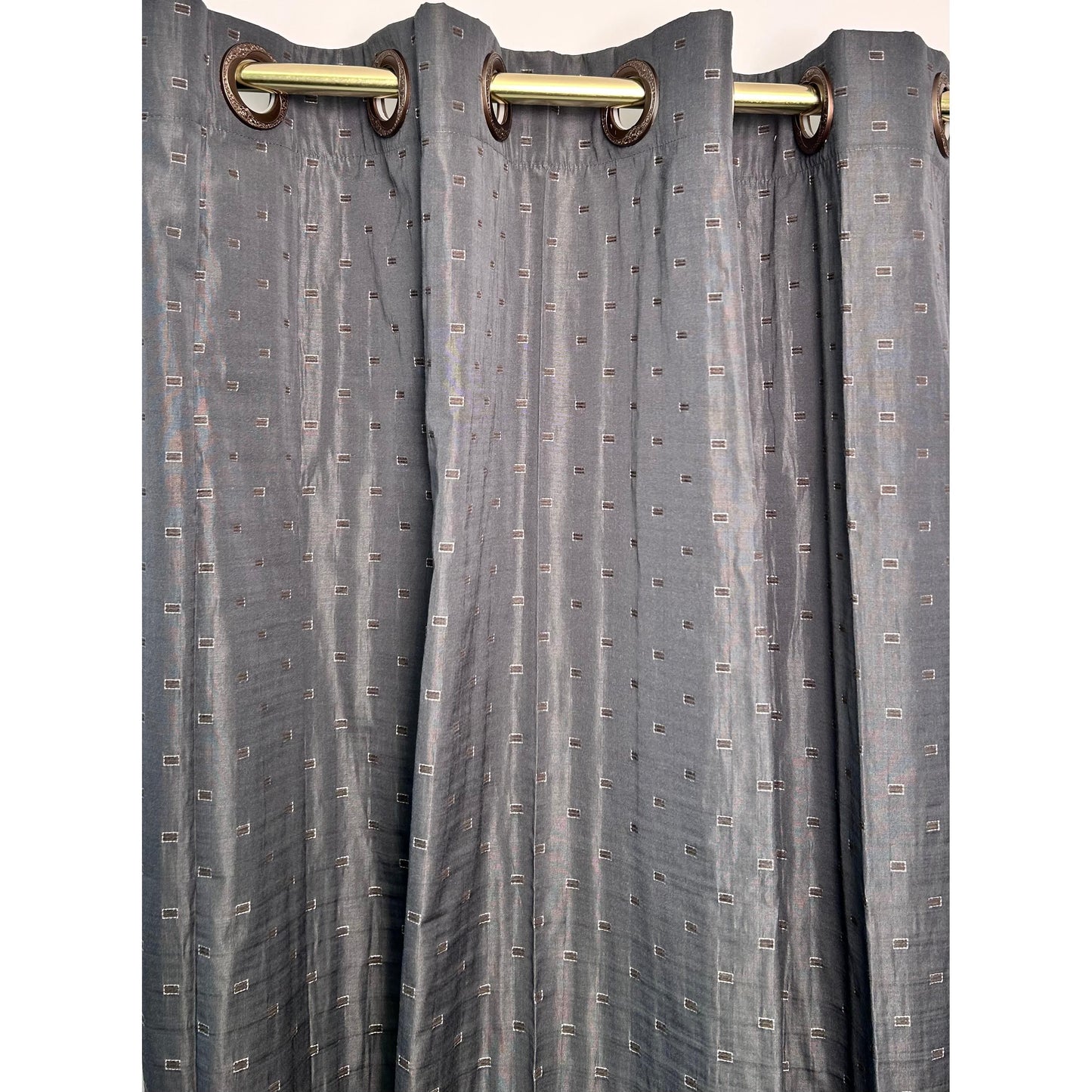 Grey Curtain with Small Squares - 140x265cm