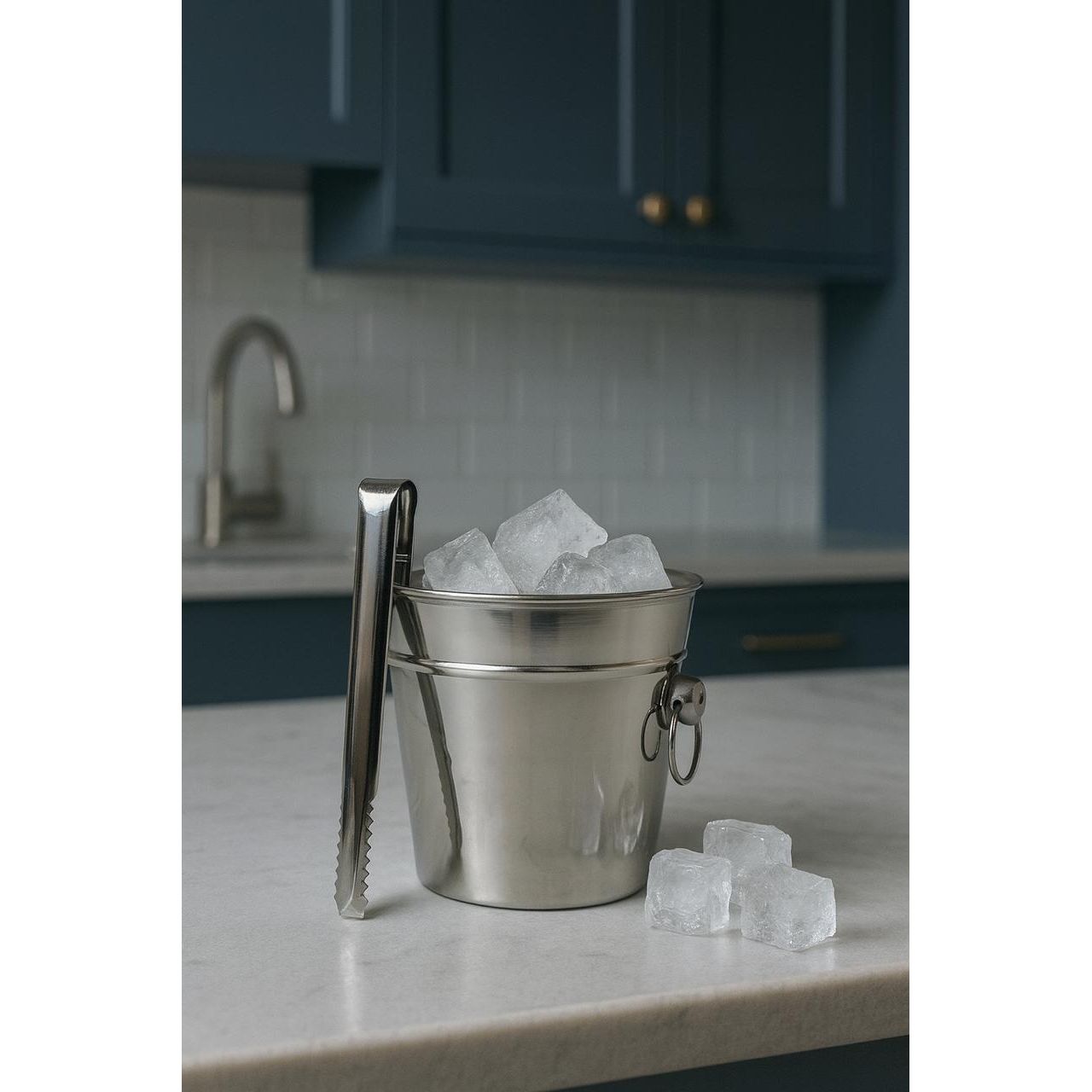 Stainless Steel Ice Bucket with Tongs