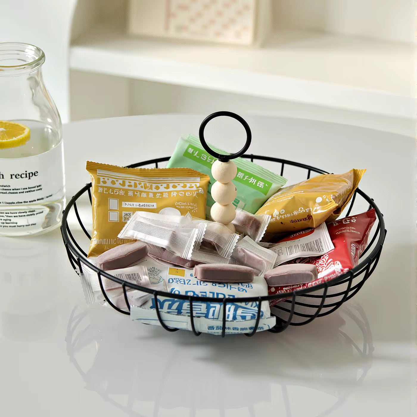 Modern Serving Basket with Wood Handle