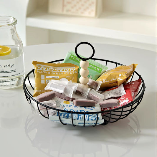 Modern Serving Basket with Wood Handle