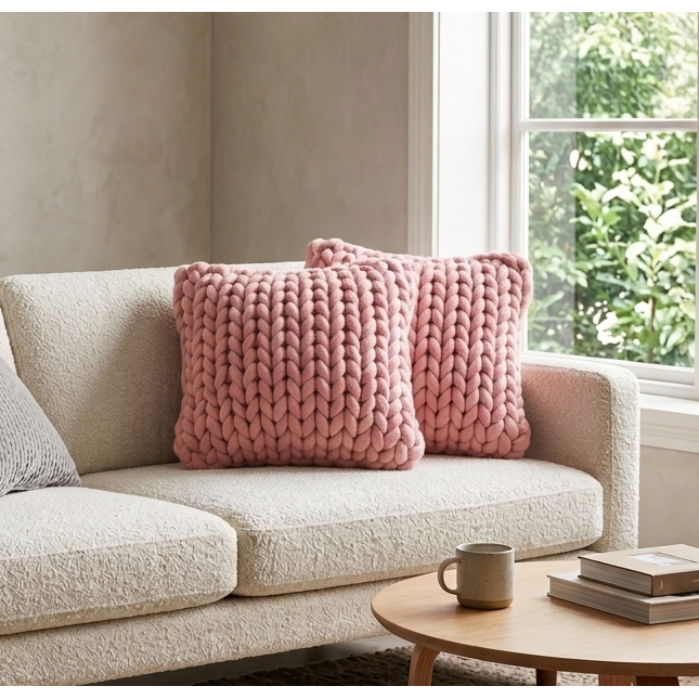 Chunky Pink Decorative Throw Pillow