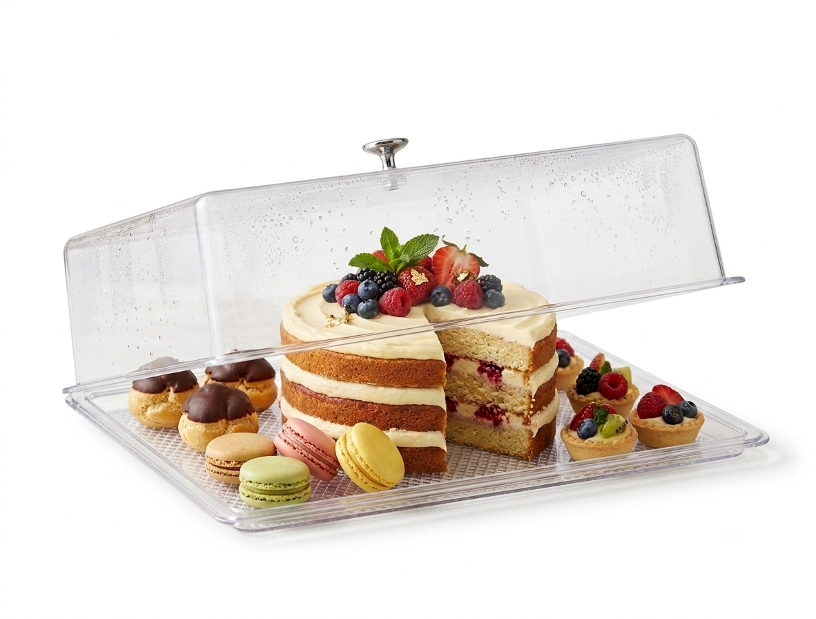 Clear Acrylic Cake & Pastry Display Tray with Lid