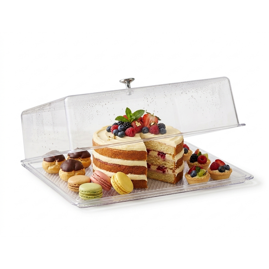Clear Acrylic Cake & Pastry Display Tray with Lid