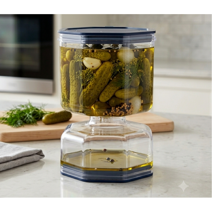 Airtight Plastic Pickle Storage & Strainer