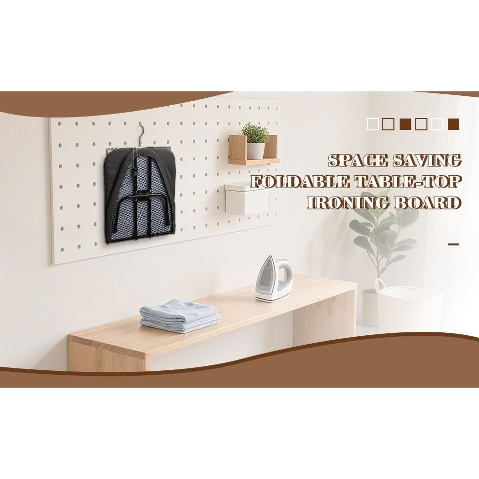 Compact Foldable Tabletop Ironing Board with Hanging Hook