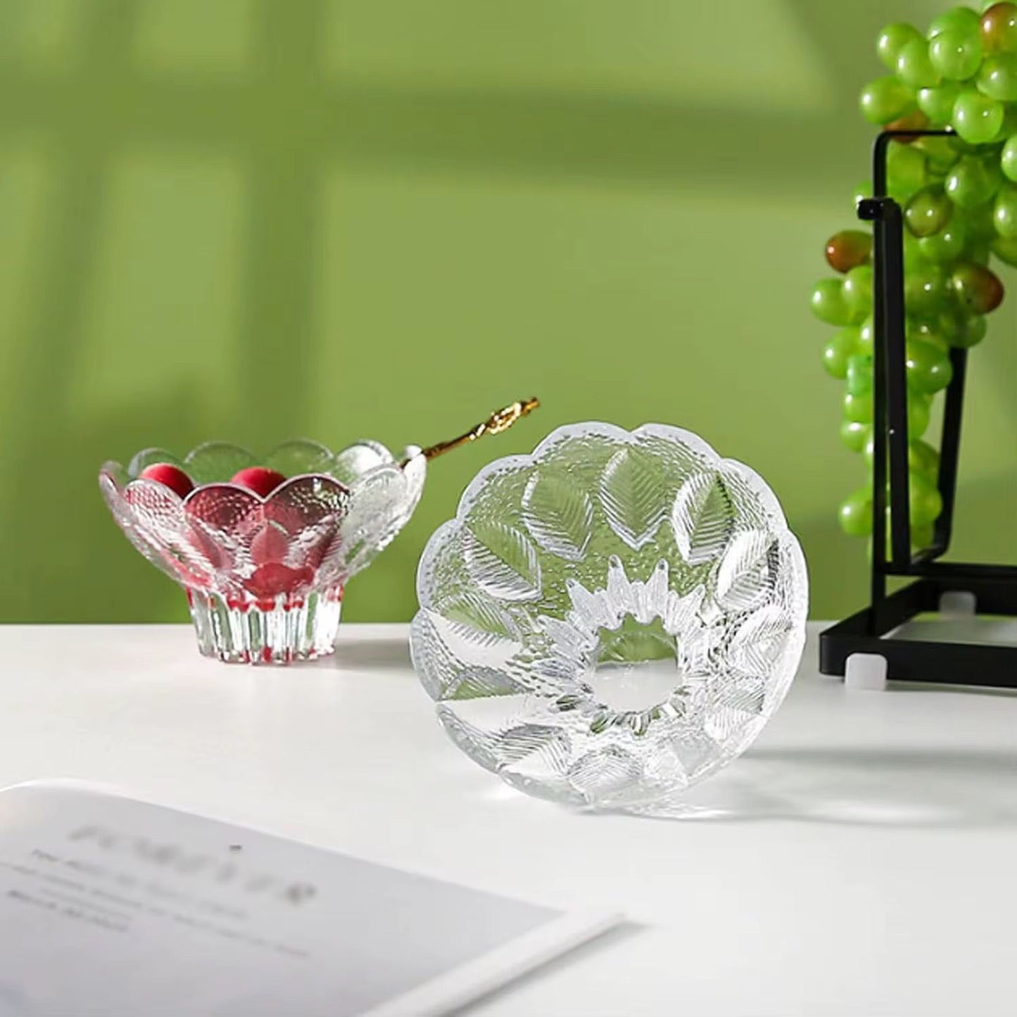 Elegant Crystal Glass Dessert Bowls