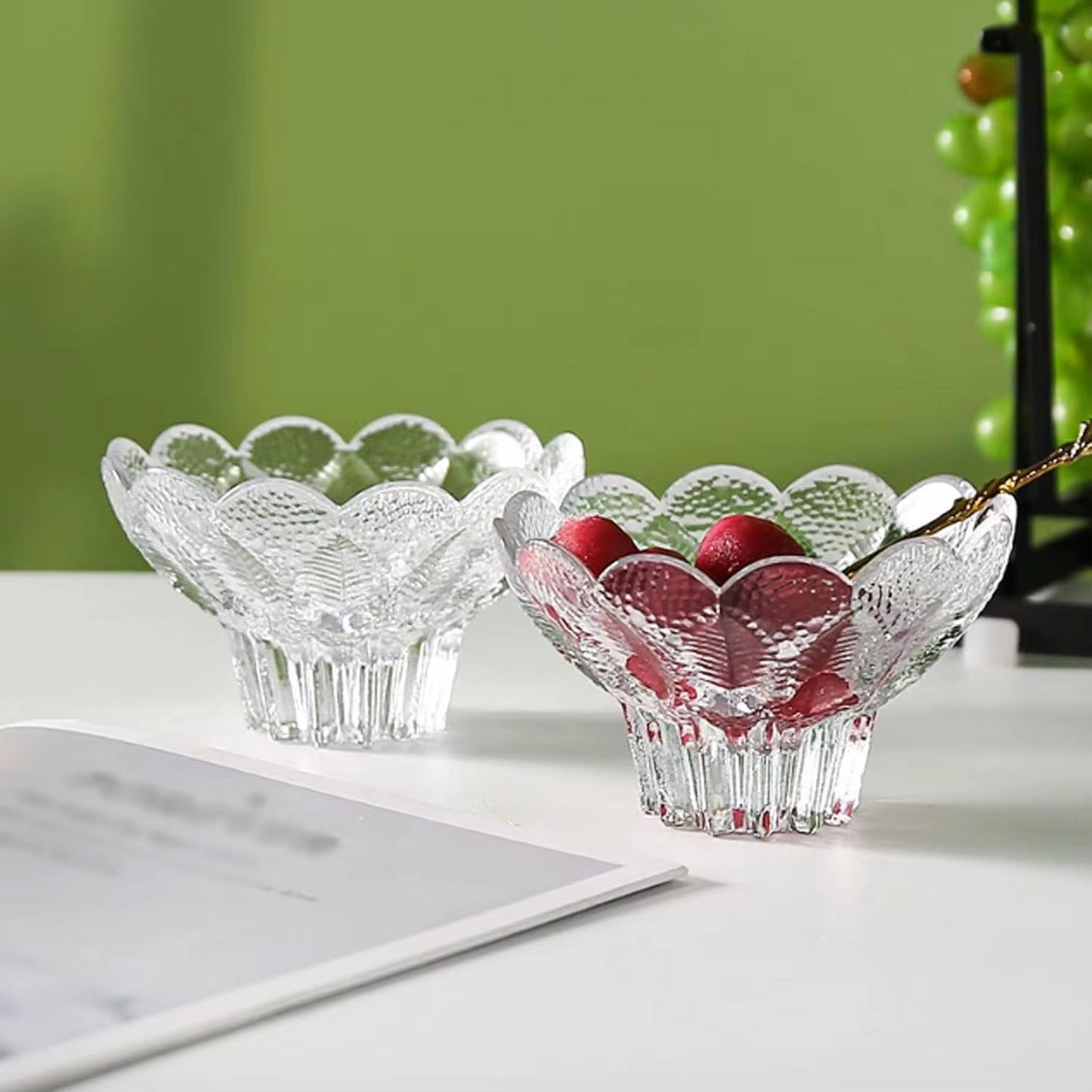Elegant Crystal Glass Dessert Bowls