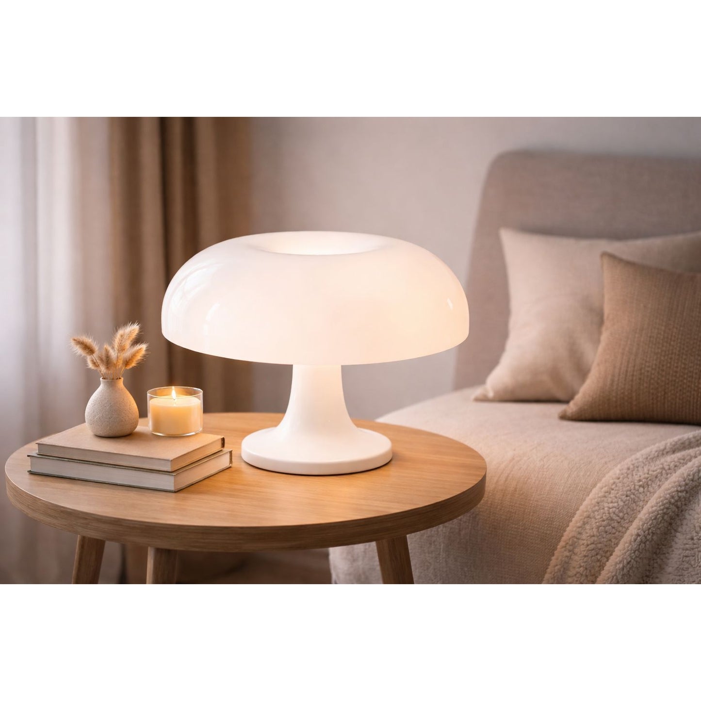 White Mushroom Table Lamp - Soft Bedside Light