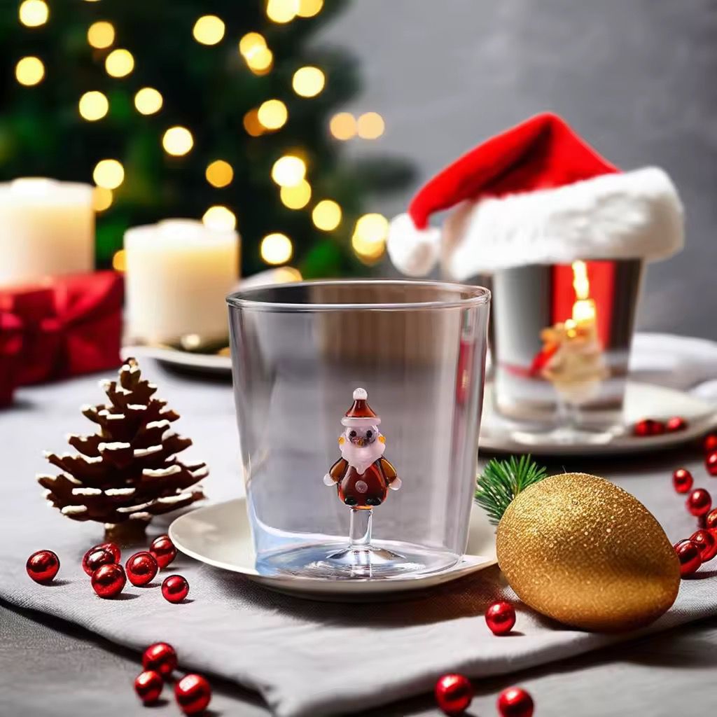 Double-Wall Santa Glass Cup - 400ml
