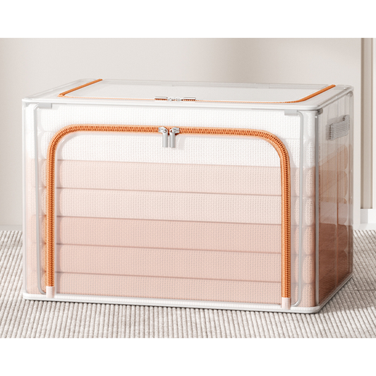 Foldable Fabric Storage Box - Orange zipper - 24 Liters