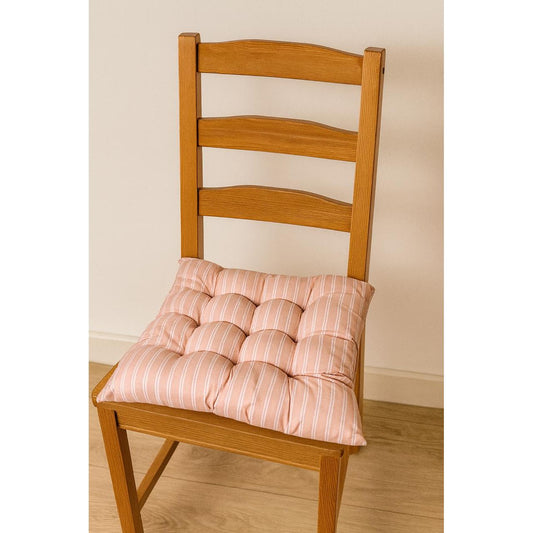 Peach Pink Chair Cushion with White Stripes 35x35cm – Padded Seat Pad