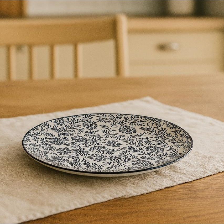 Floral Pattern Ceramic Plate - Elegant Dining
