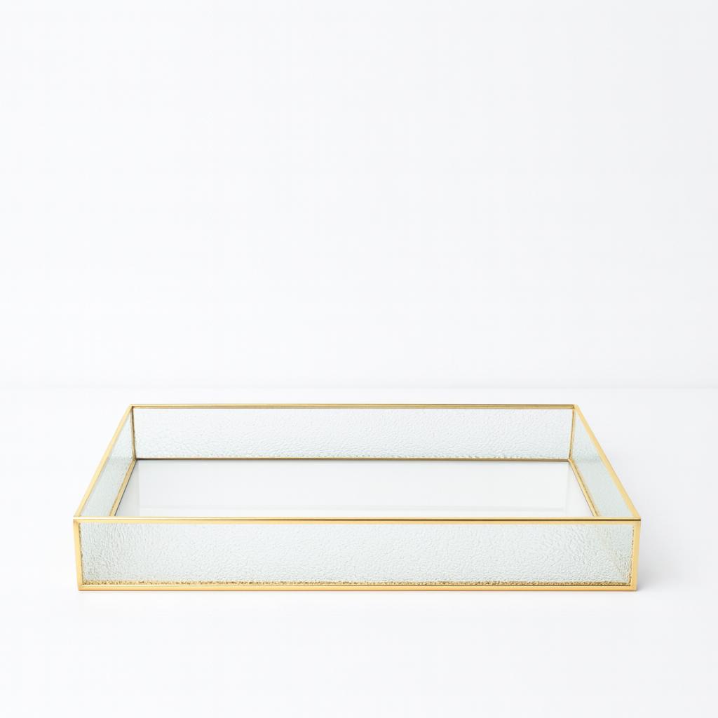 Luxury Plexi Tray with Gold Lining & Textured Dotted Design