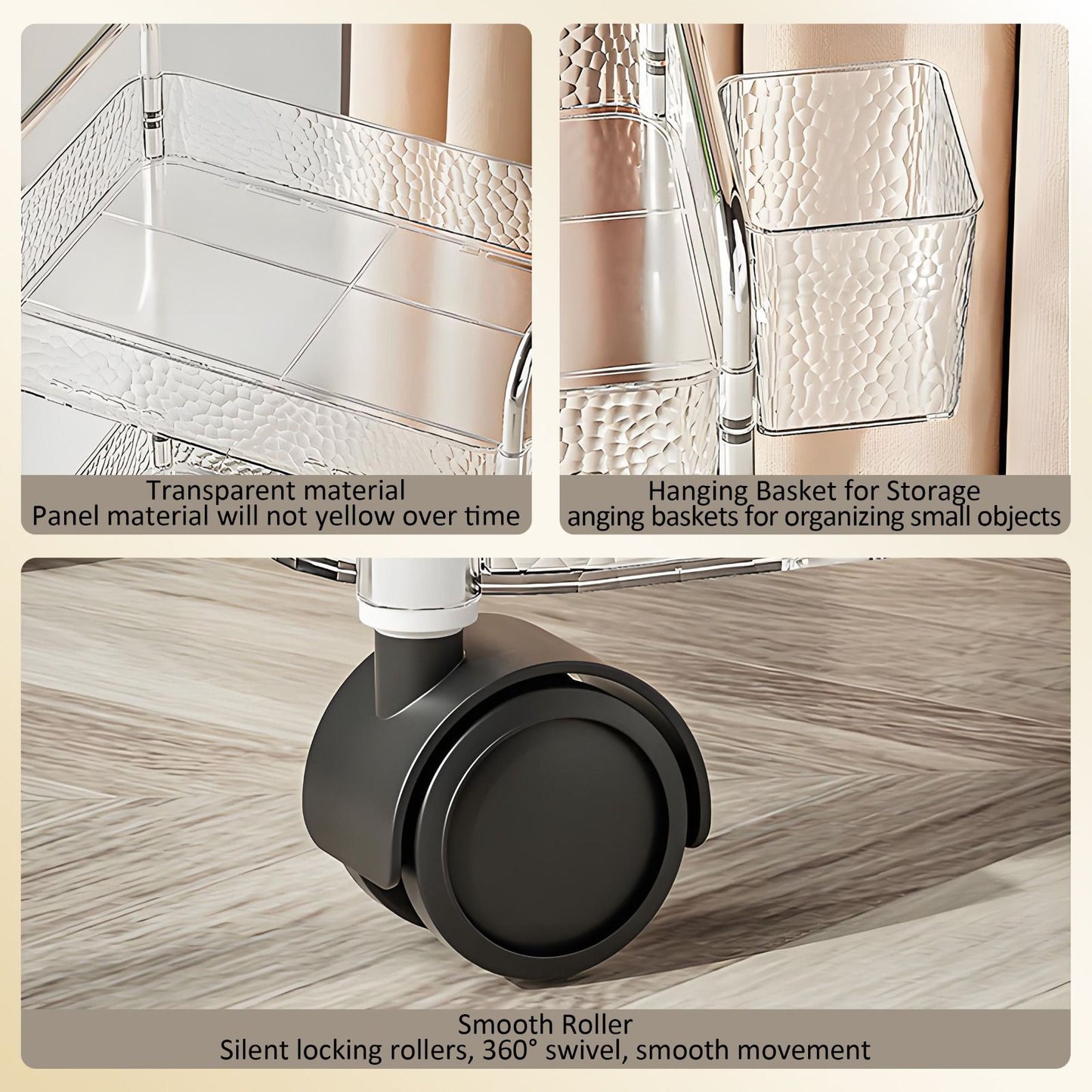 4-Tier Rolling Storage Cart with Side Baskets