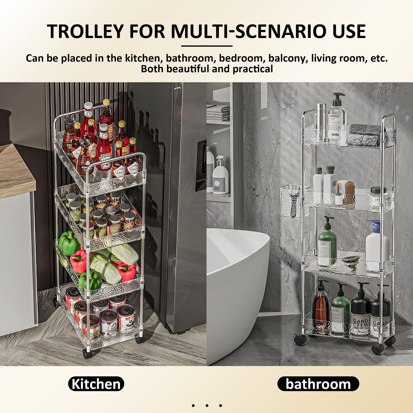 4-Tier Rolling Storage Cart with Side Baskets