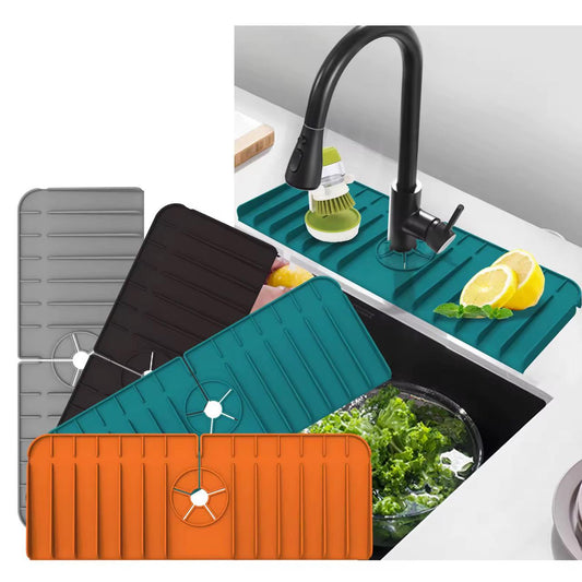 Rectangular Silicone Sink Mat - Grey
