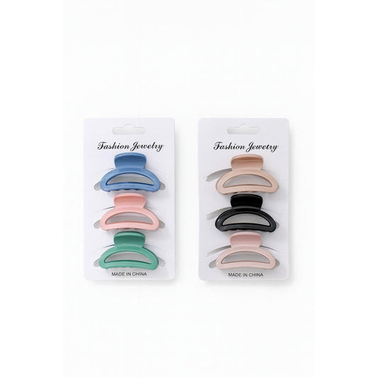 Small Oval Hair Claw Clips – Matte Finish Hanger Design (Set of 3)