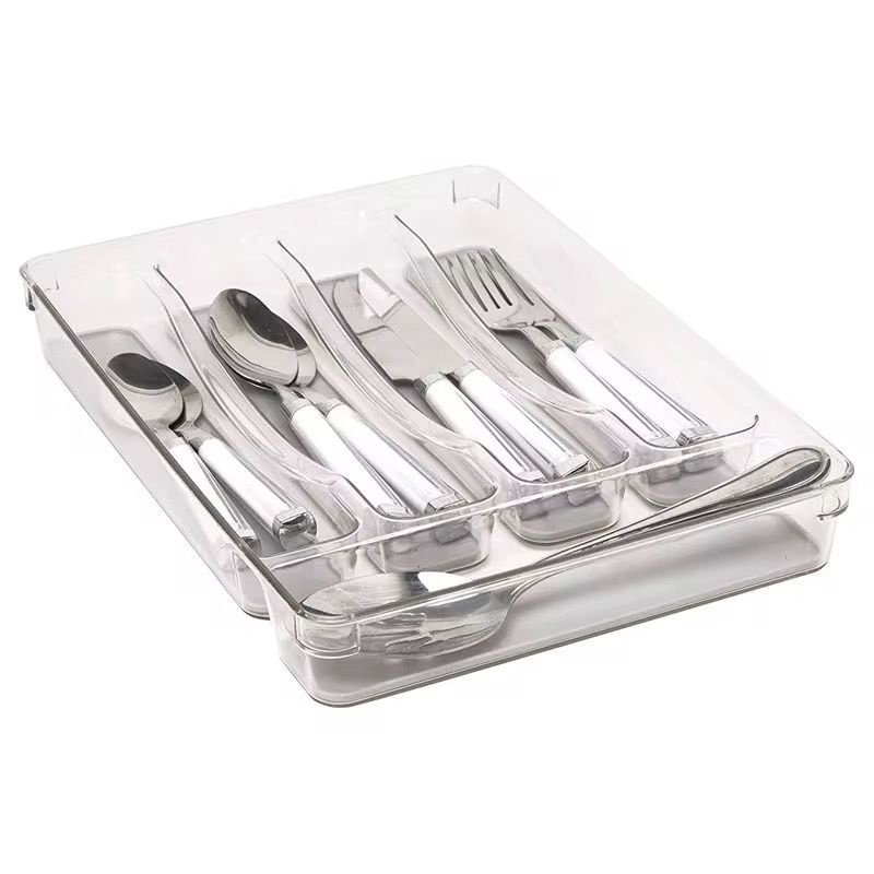 Clear Cutlery Drawer Organizer Tray