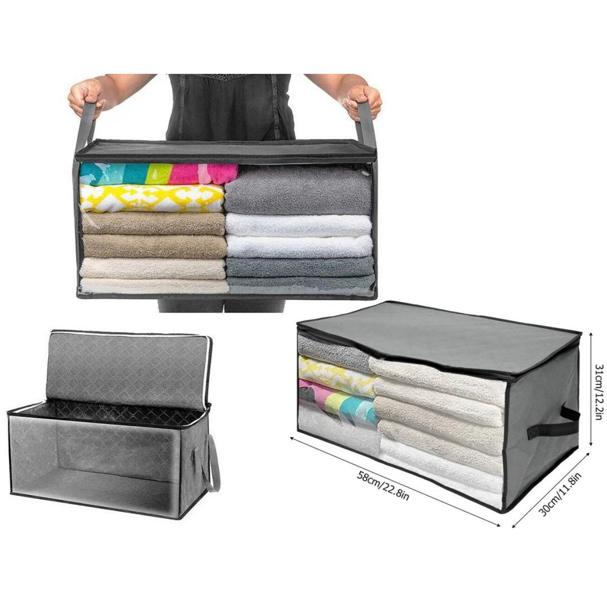 Foldable Fabric Storage Box with Handles - 58cm