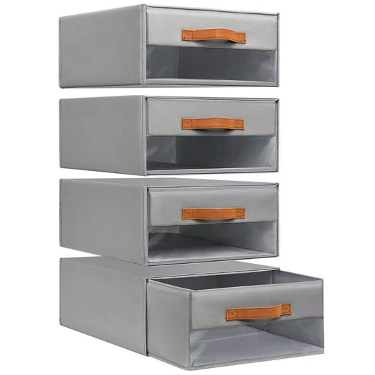 2-Piece Fabric Drawer Storage Organizer - Foldable Closet Boxes