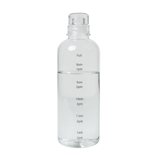 Clear Water Bottle with Time Markers Am Pm – Hydration Tracker Bottle 500ml