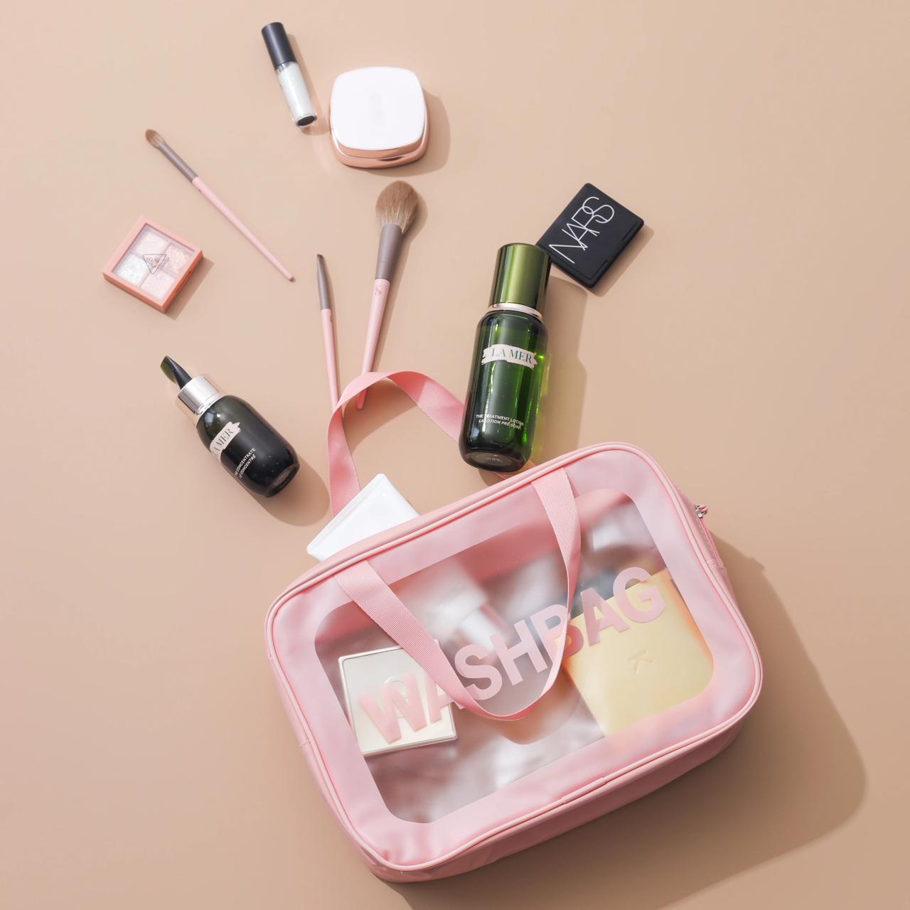 Transparent Pink Makeup & Toiletry Storage Bag