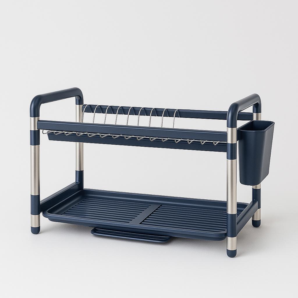 2-Tier Aluminum & Plastic Dish Drying Rack