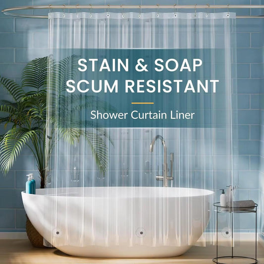 Stain & Soap Scum Resistant Shower Curtain Liner
