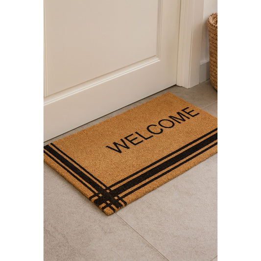 Welcome Coir Door Mat - Classic & Durable 50x90cm