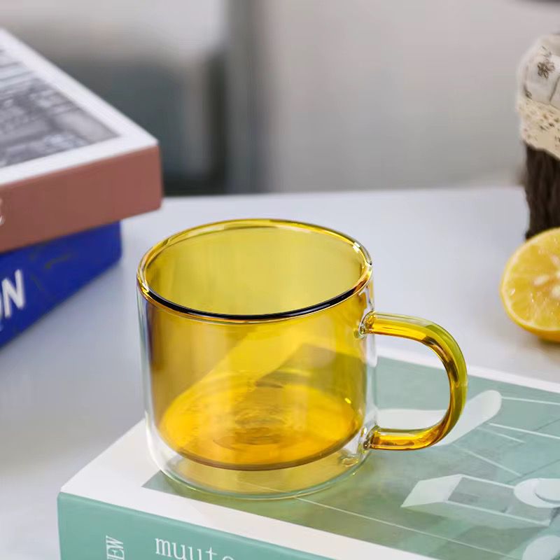 Double-Wall Glass Cup - Amber Yellow 250ml