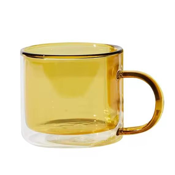 Double-Wall Glass Cup - Amber Yellow 250ml