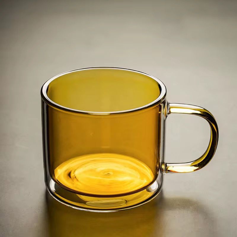 Double-Wall Glass Cup - Amber Yellow 250ml